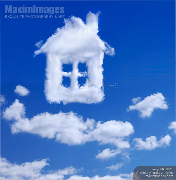 House made of clouds in the sky Stock photo of House made of clouds in the sky Buy commercial use license at MaximImages