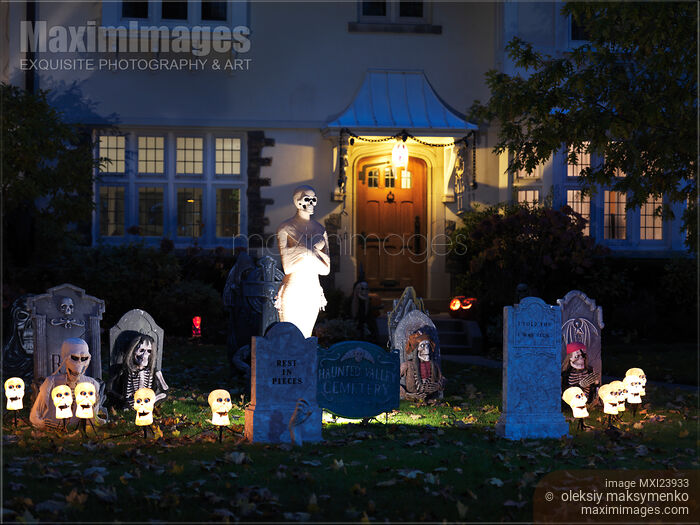 Stock photo of House with Halloween Decoration Buy commercial use license at MaximImages