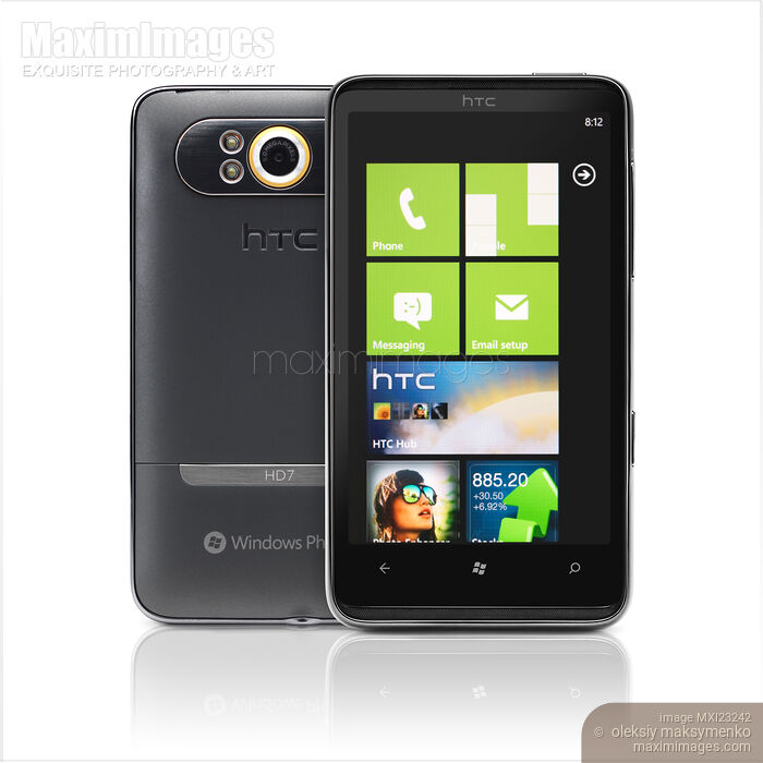 HTC HD7 Smartphone Windows 7 Phone Stock photo of HTC HD7 Smartphone Windows 7 Phone Buy commercial use license at MaximImages