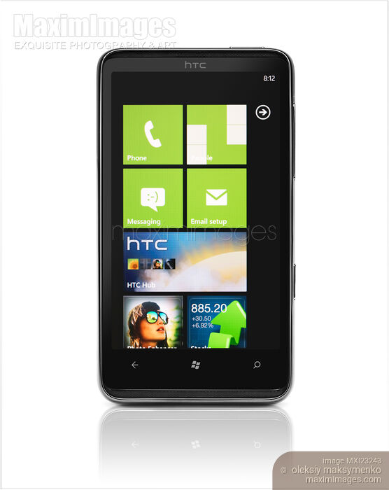 Stock photo of HTC HD7 Smartphone Windows 7 Phone Buy commercial use license at MaximImages