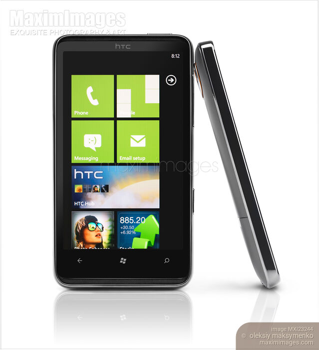 Stock photo of HTC HD7 Smartphone Windows 7 Phone Buy commercial use license at MaximImages