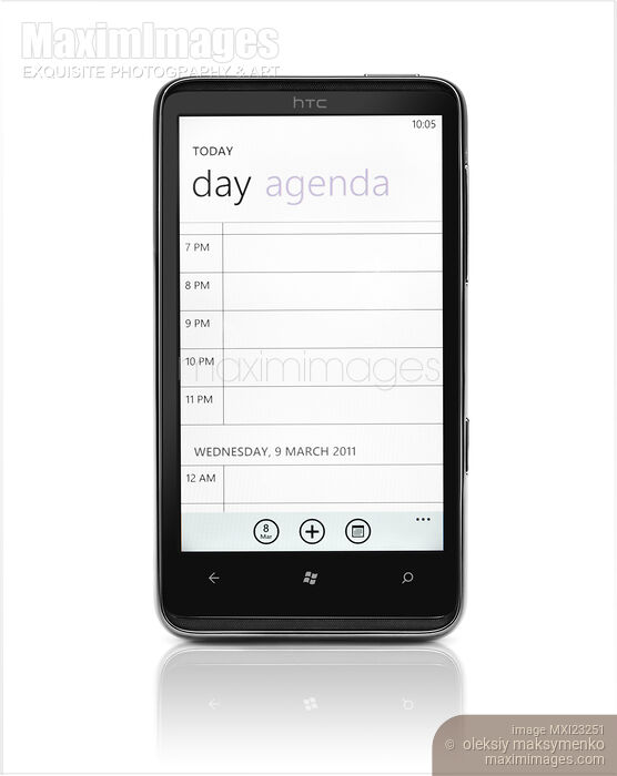 Stock photo of HTC HD7 Smartphone Windows 7 Phone Buy commercial use license at MaximImages