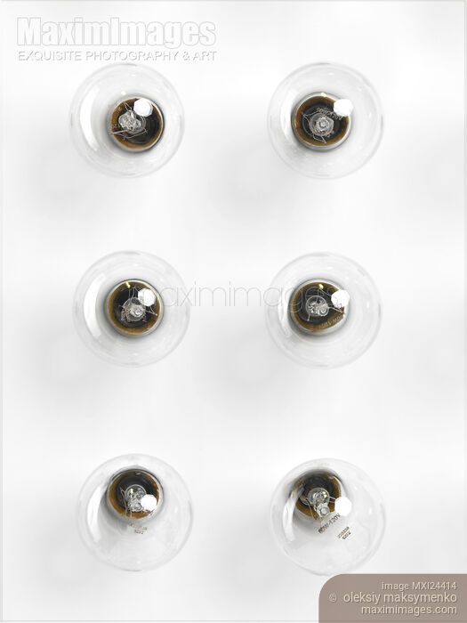 Stock photo of Incandescent light bulbs on white Buy commercial use license at MaximImages