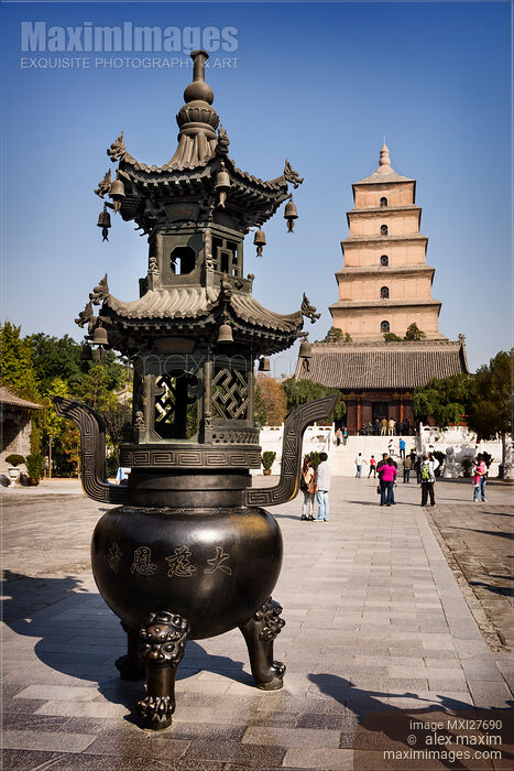 Stock photo of Incense burner at Big Wild Goose Pagoda in Xi'an Buy commercial use license at MaximImages