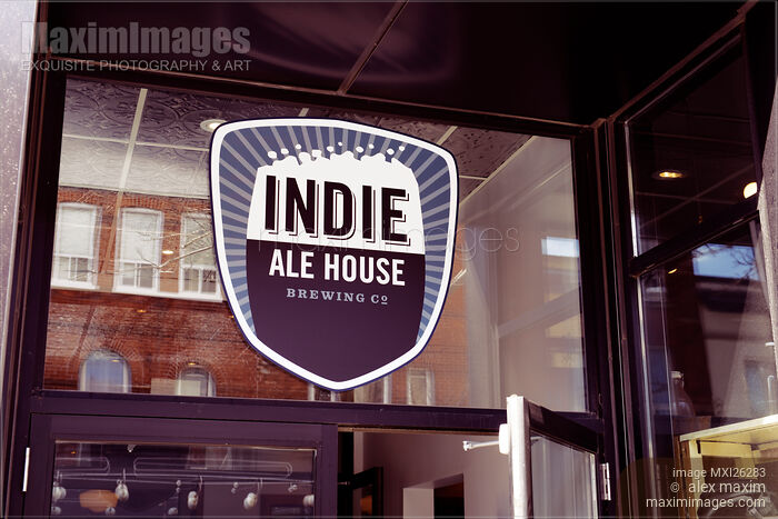 Stock photo of Indie Ale House bar sign at the Junction Toronto Buy commercial use license at MaximImages