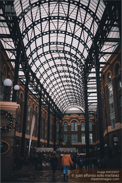 Indoor view of a Christmas market gallery in London Stock photo of Indoor view of a Christmas market gallery in London Buy commercial use license at MaximImages