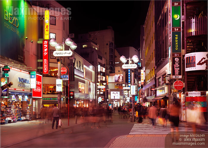 Inokashira dori street at night in Shibuya Tokyo Stock photo of Inokashira dori street at night in Shibuya Tokyo Buy commercial use license at MaximImages
