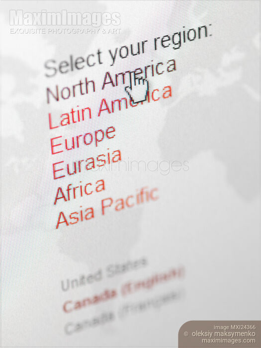 Stock photo of International website locale menu Buy commercial use license at MaximImages