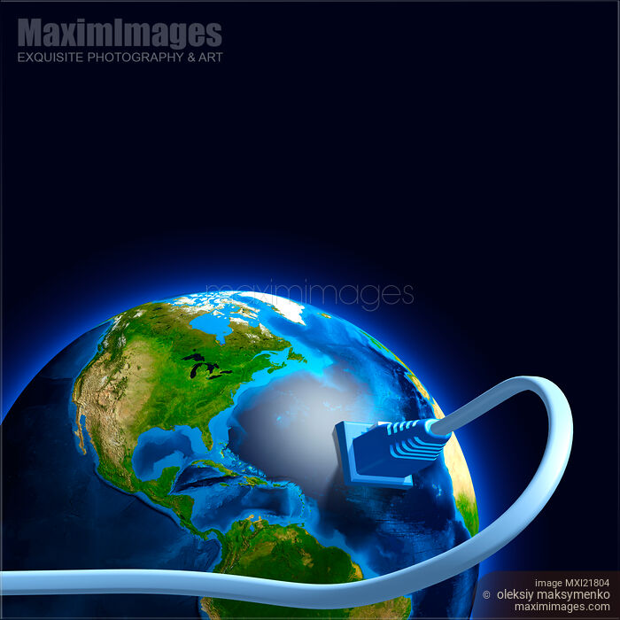 Stock image of Internet Cable Plugged into the Earth Buy commercial use license at MaximImages