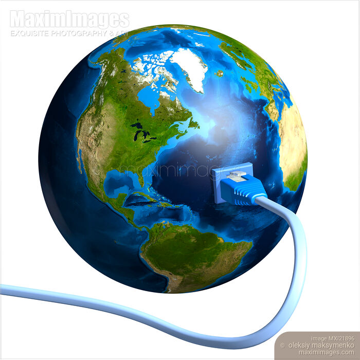 Internet Network Cable Plugged into the Earth World Wide Web concept Stock image of Internet Network Cable Plugged into the Earth World Wide Web concept Buy commercial use license at MaximImages