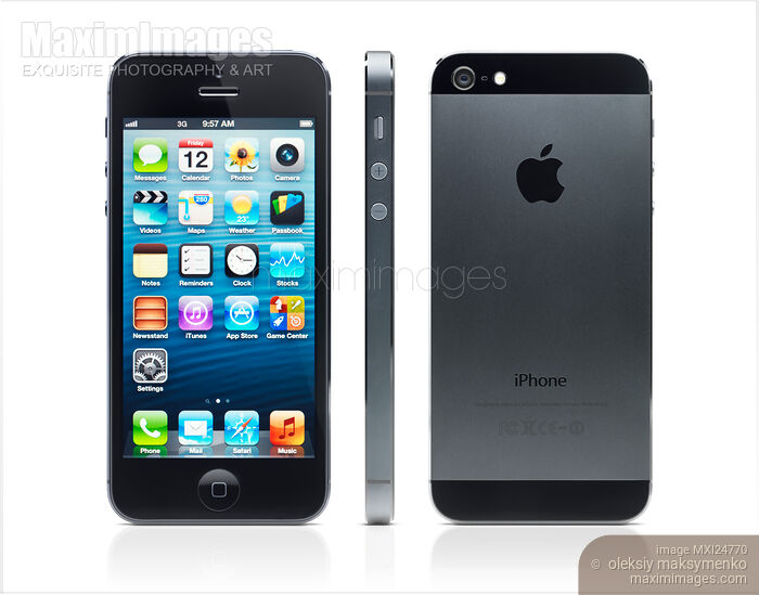 Stock photo of iPhone 5 front side and back Buy commercial use license at MaximImages