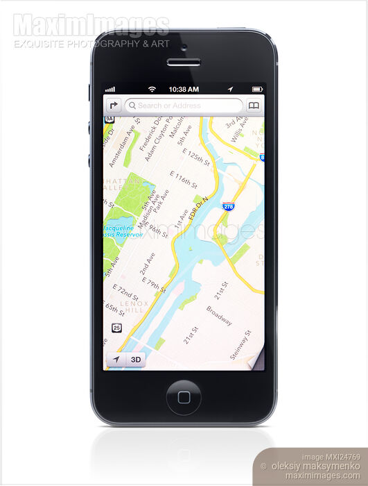 Stock photo of iPhone 5 with Apple Maps on display Buy commercial use license at MaximImages