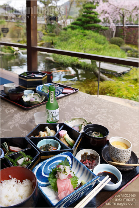 Japanese breakfast meal on a patio Stock photo of Japanese breakfast meal on a patio Buy commercial use license at MaximImages