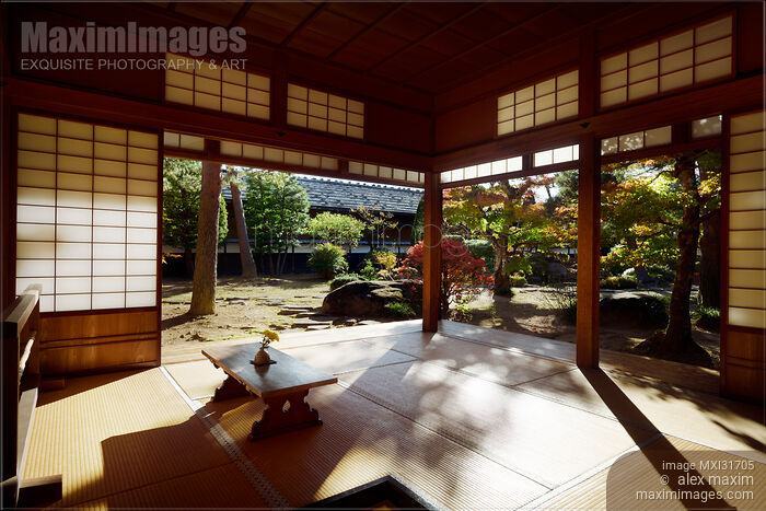Stock photo of Japanese Edo period building interior sunlit room of Takayama Jinya Buy commercial use license at MaximImages