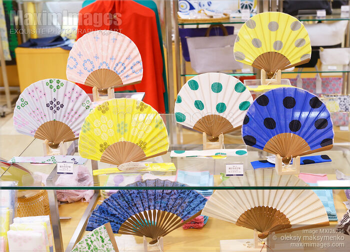 Stock photo of Japanese fans in a store Buy commercial use license at MaximImages