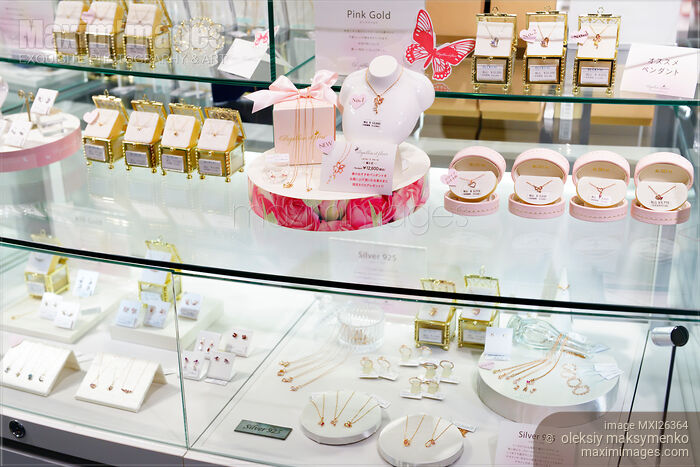 Stock photo of Jewellery display in a store Buy commercial use license at MaximImages