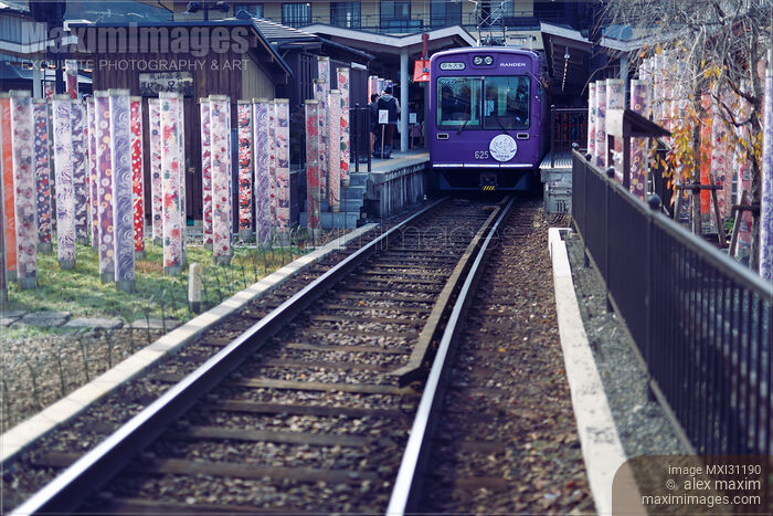 Stock photo of Keifuku Randen Line Tram in Kyoto Buy commercial use license at MaximImages