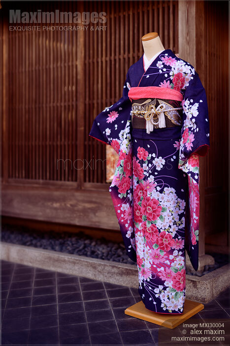 Stock photo of Kimono on mannequin at kimono rental store in Kyoto Japan Buy commercial use license at MaximImages