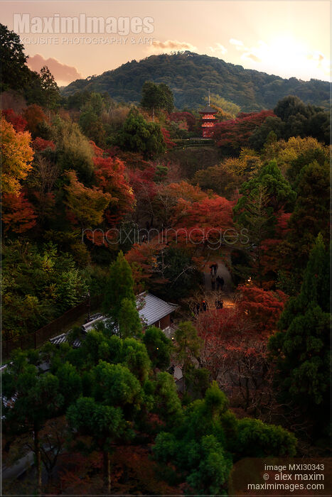 Stock photo of Kiyomizu-dera temple grounds Koyasu pagoda in beautiful autumn scenery Kyoto Japan Buy commercial use license at MaximImages