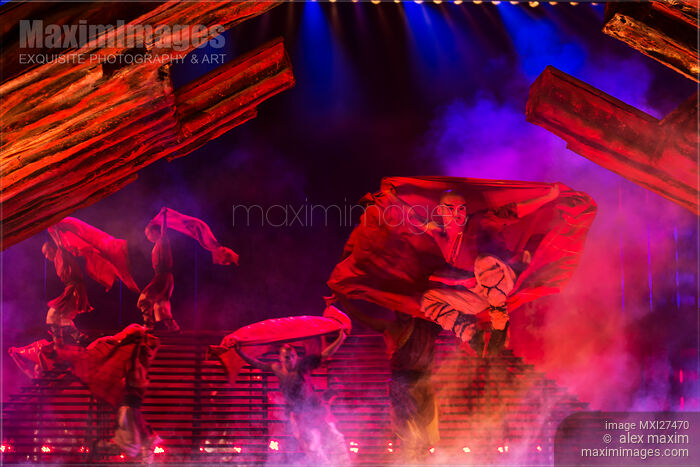 Kung Fu performance at theatre Stock photo of Kung Fu performance at theatre Buy commercial use license at MaximImages