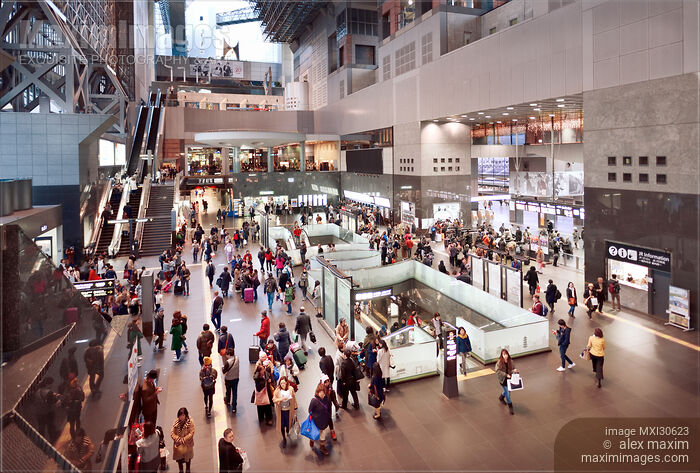 Stock photo of Kyoto Station building interior busy with people Kyoto Japan 2017 Buy commercial use license at MaximImages