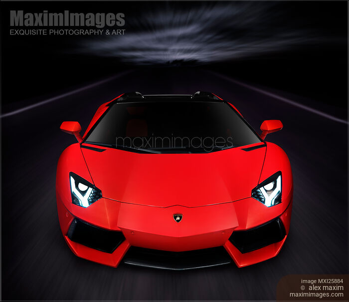 Lamborghini Aventador LP 700-4 Roadster sports car on the road Stock photo of Lamborghini Aventador LP 700-4 Roadster sports car on the road Buy commercial use license at MaximImages