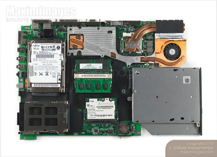 Stock photo of Laptop Computer Motherboard Buy commercial use license at MaximImages