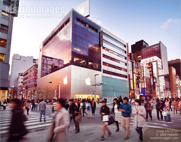Large Apple store in Ginza Tokyo Japan Stock photo of Large Apple store in Ginza Tokyo Japan Buy commercial use license at MaximImages