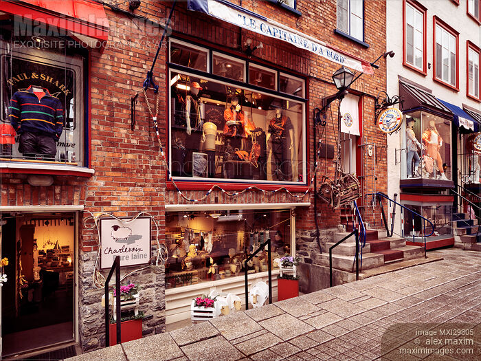 Le Capitaine D'A Bord clothing store on Rue du Petit Champlain historic street of Old Quebec City Stock photo of Le Capitaine D'A Bord clothing store on Rue du Petit Champlain historic street of Old Quebec City Buy commercial use license at MaximImages