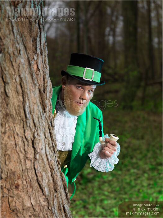 Leprechaun Hiding in a Forest Stock photo of Leprechaun Hiding in a Forest Buy commercial use license at MaximImages