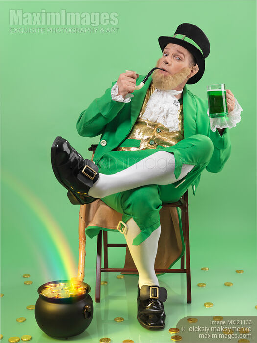 Leprechaun with a Beer Mug and a Pot of Gold Stock photo of Leprechaun with a Beer Mug and a Pot of Gold Buy commercial use license at MaximImages