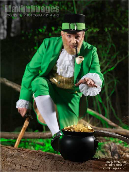 Leprechaun with Pot of Gold Stock photo of Leprechaun with Pot of Gold Buy commercial use license at MaximImages