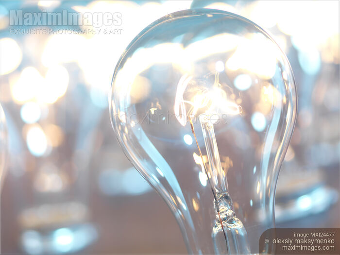 Lit up incandescent light bulbs Stock photo of Lit up incandescent light bulbs Buy commercial use license at MaximImages
