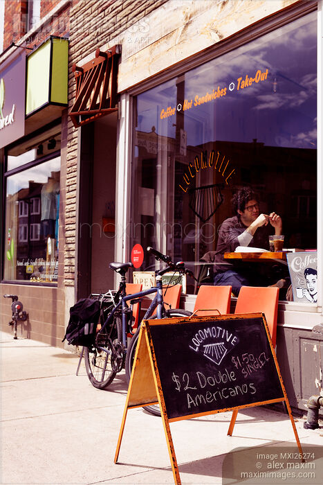 Stock photo of Locomotive coffee at the Junction Toronto Buy commercial use license at MaximImages
