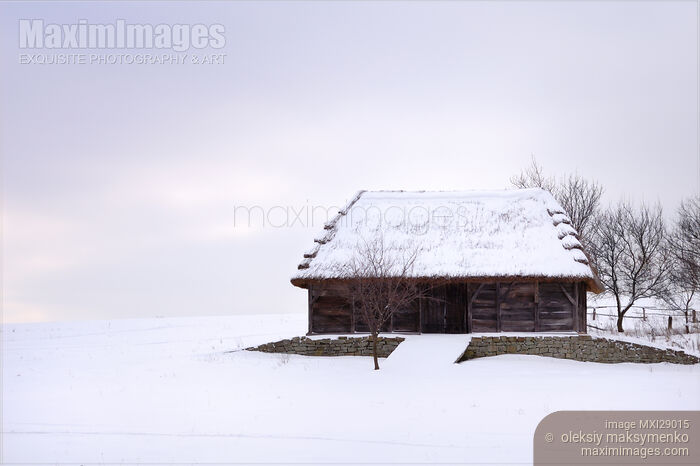 Stock photo of Lonely Log House Buy commercial use license at MaximImages
