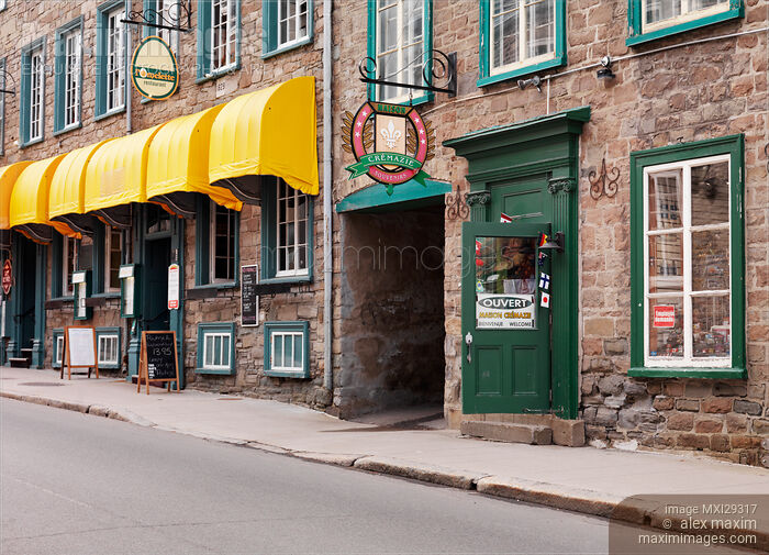 Maison Cremazie souvenir store and l'omelette restaurant on Rue Saint Louise in old Quebec City Stock photo of Maison Cremazie souvenir store and l'omelette restaurant on Rue Saint Louise in old Quebec City Buy commercial use license at MaximImages