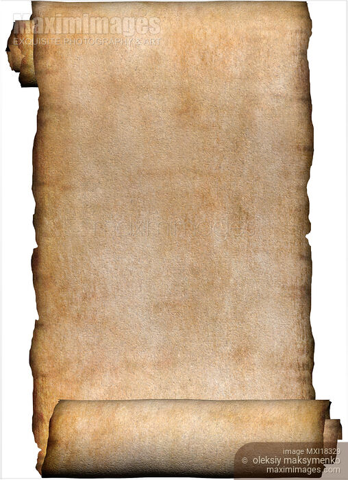 Stock image of Manuscript, rustic roll of parchment Buy commercial use license at MaximImages