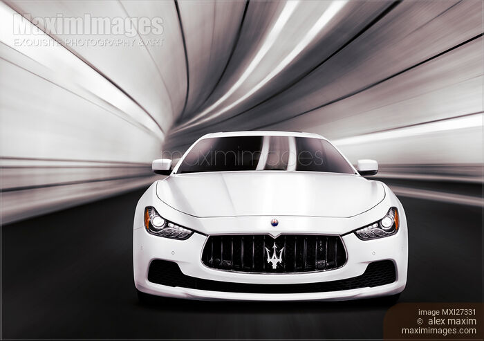 Stock photo of Maserati Ghibli S Q4 luxury car in a tunnel Buy commercial use license at MaximImages