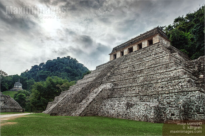 Stock photo of Mayan pyramid ruins Ancient Maya city of Palenque Lakamha in Chiapas Mexico Buy commercial use license at MaximImages