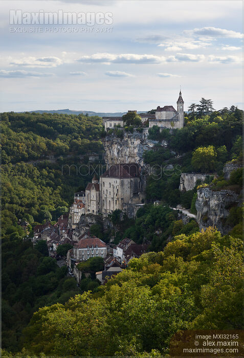 Stock photo of Medieval village on a cliffside Rocamadour France landscape scenery Buy commercial use license at MaximImages