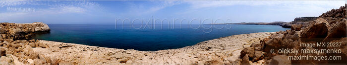 Stock photo of Mediterranean sea shore nature scenery Cape Gkreko in Cyprus Buy commercial use license at MaximImages
