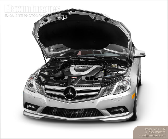 Mercedes-Benz E350 with Open Hood Stock photo of Mercedes-Benz E350 with Open Hood Buy commercial use license at MaximImages