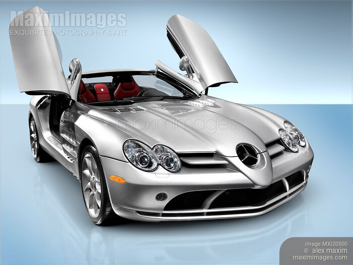 Stock photo of Mercedes Benz SLR McLaren sports car Buy commercial use license at MaximImages