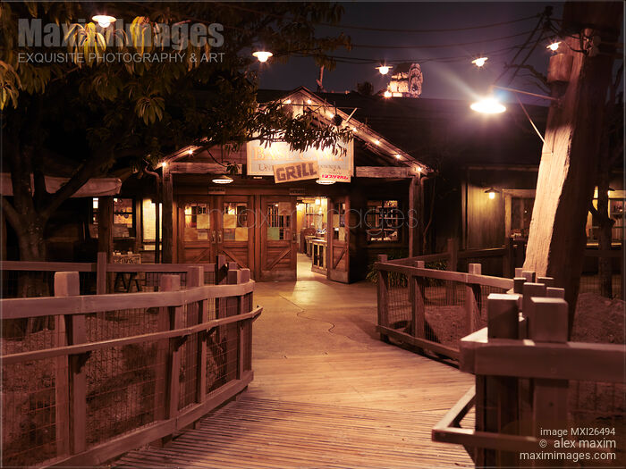 Mexican grill restaurant at night Stock photo of Mexican grill restaurant at night Buy commercial use license at MaximImages