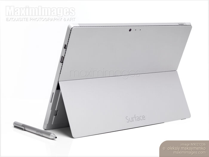 Stock photo of Microsoft Surface Pro 3 tablet rear view Buy commercial use license at MaximImages