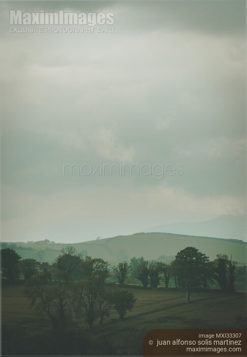 Stock photo of Misty countryside dramatic nature scenery in Northern Ireland Buy commercial use license at MaximImages