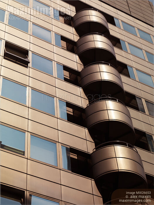 Modern steel and glass building details Stock photo of Modern steel and glass building details Buy commercial use license at MaximImages