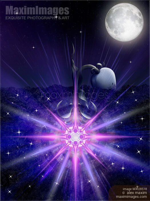Moon bloom of a flower rising from the soil artistic illustration Stock image of Moon bloom of a flower rising from the soil artistic illustration Buy commercial use license at MaximImages