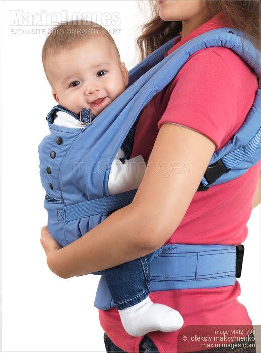 Stock photo of Mother with a Baby in a Carrier Buy commercial use license at MaximImages