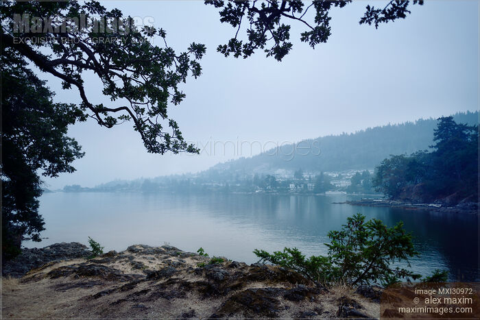 Stock photo of Nanaimo city sea shore misty scenery Buy commercial use license at MaximImages